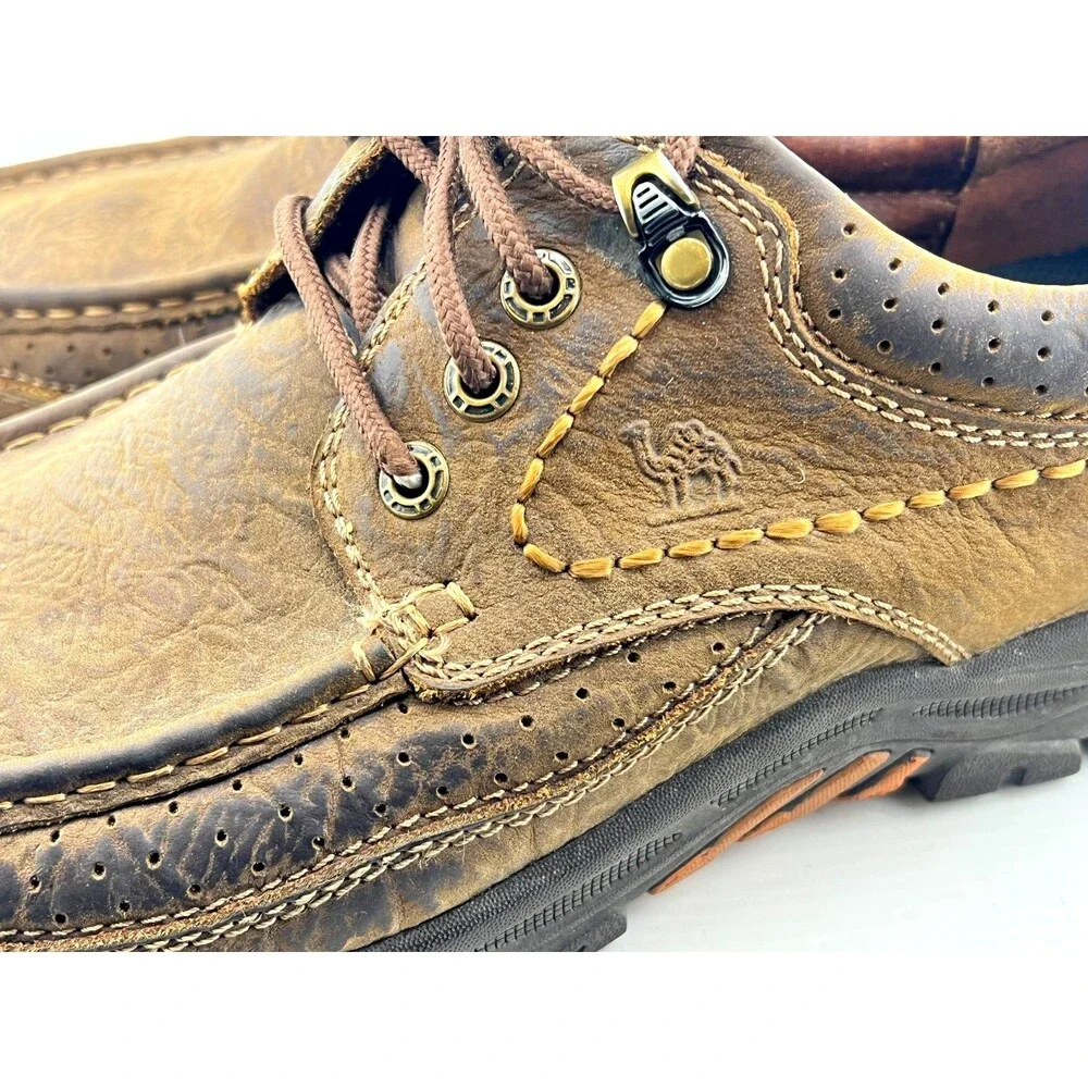 CAMEL CROWN Moc Toe Oxford Shoes Men's 12 Brown Leather Grandpacore Comfort